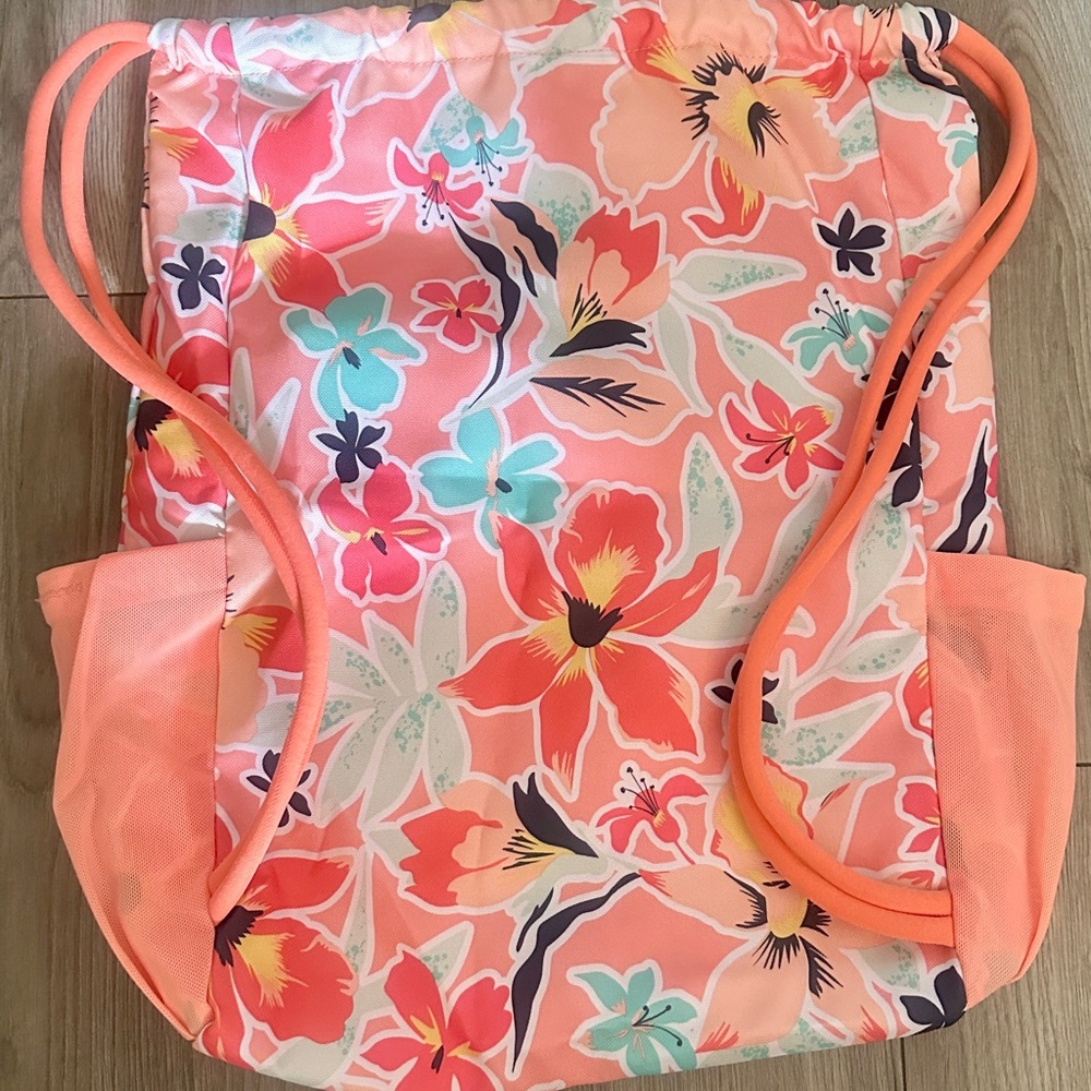 Vera Bradley Coral Floral Drawstring Bag - Picture 2 of 2